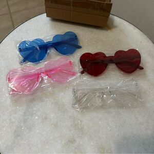 RTBOFY Heart Shaped Frameless Tinted Jelly Colored Fashion Glasses Festival Gal